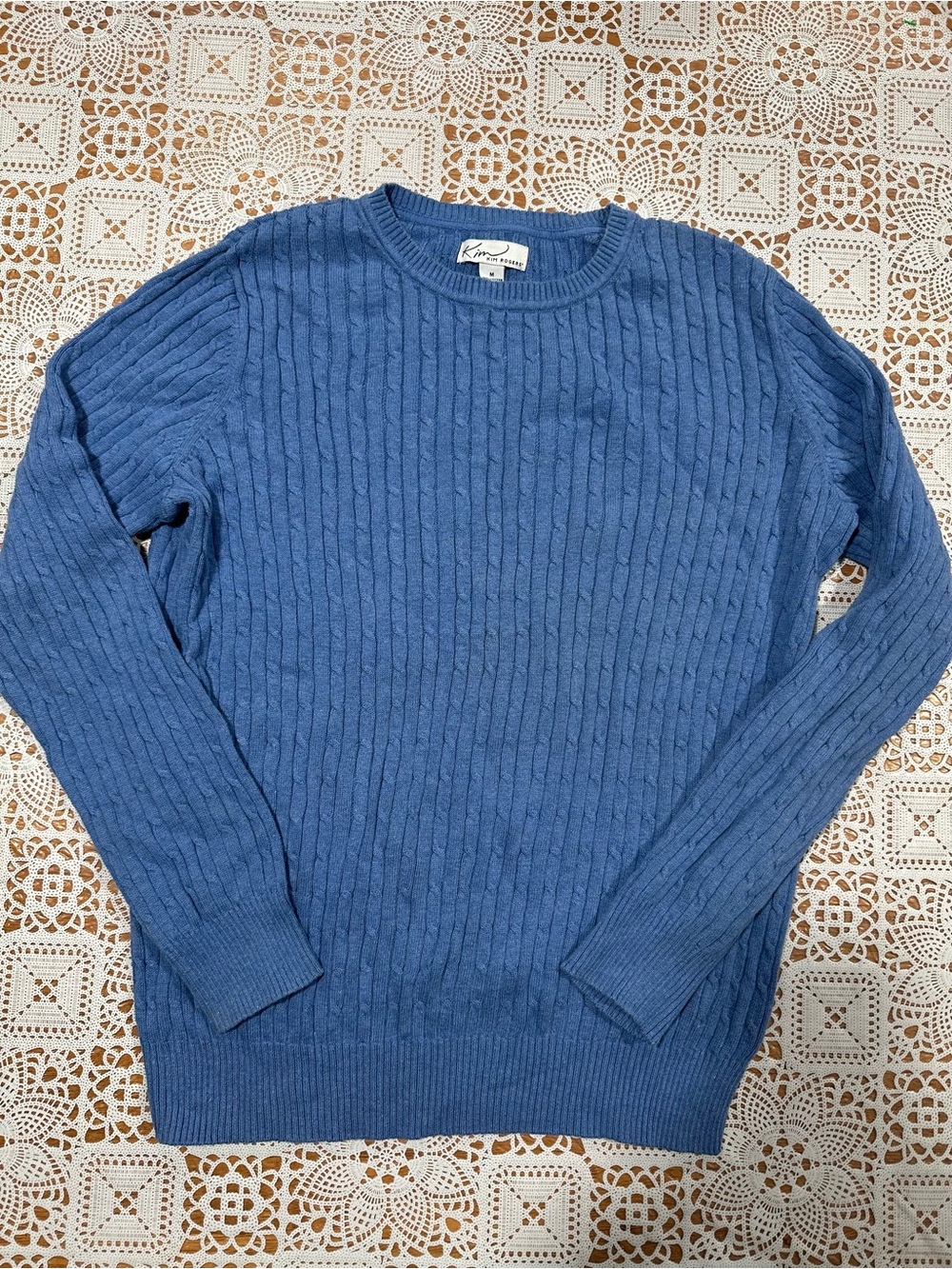 Kim Rogers 100% Cotton Blue Cable Knit Sweater Women’s M
